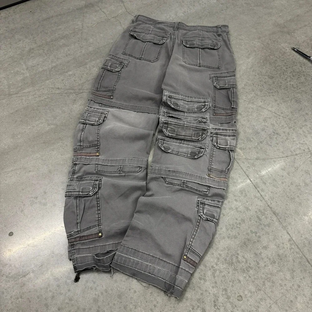 1 OF 1 Fedi Cartel 00s Y2K BAGGY Gray CARGO UTILITY PANT - 35/37